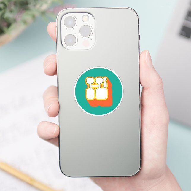 Retro Hi Orange Turquoise Sticker (Phone)