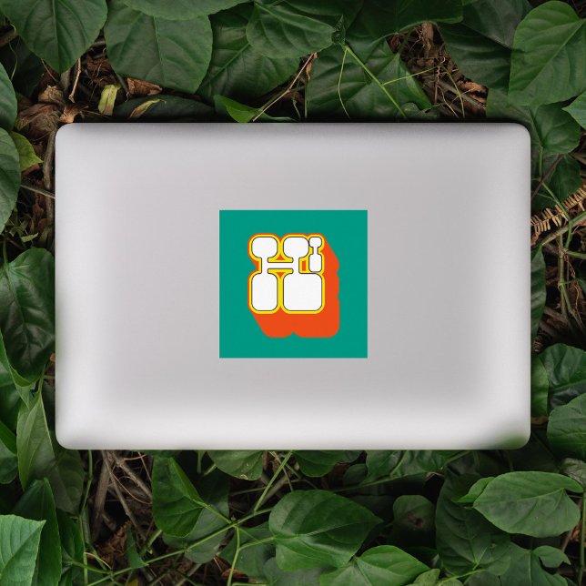 Retro Hi Turquoise Orange Sticker (Creator Uploaded)