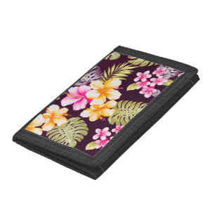 Retro Hibiscus Aloha Shirt Print Wallet