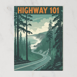 Retro Highway 101 California Coastline Postcard
