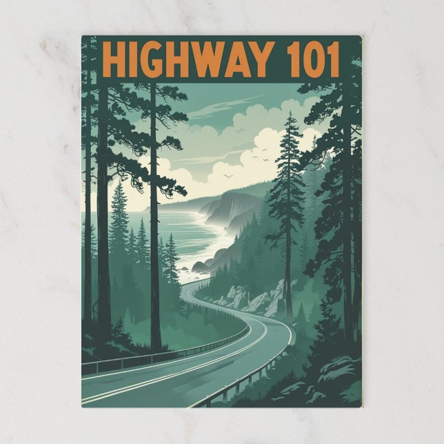 Retro Highway 101 California Coastline Postcard (Creator Uploaded)