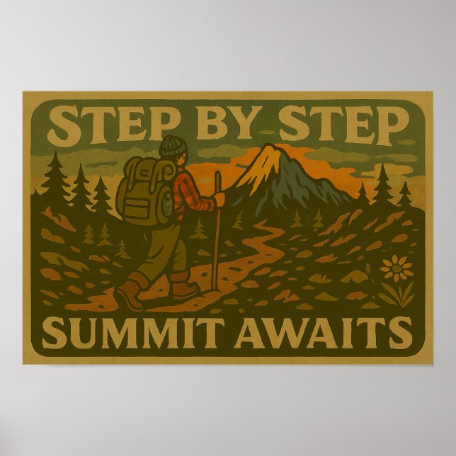 Retro Hiking Motivational Poster (Front)