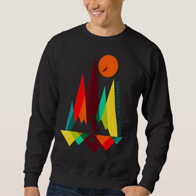 Retro Hiking Mountain Wander Woman Adventure Campi Sweatshirt (Front)