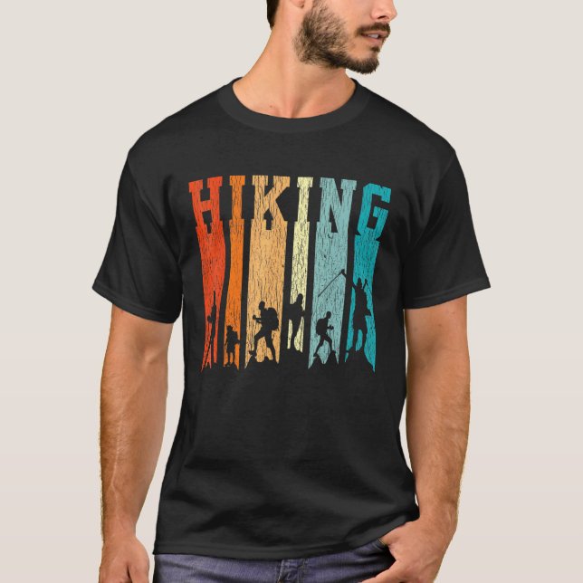 Retro Hiking Outdoors Hike Camp Mountain Camping H T-Shirt (Front)