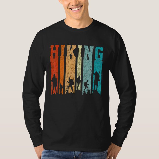 Retro Hiking Outdoors Hike Camp Mountain Camping H T-Shirt (Front)