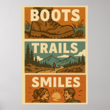 Retro Hiking Wall Art Poster for Nature Lovers