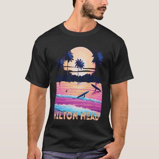Retro Hilton Head North Carolina Souvenir Surf T-Shirt (Front)