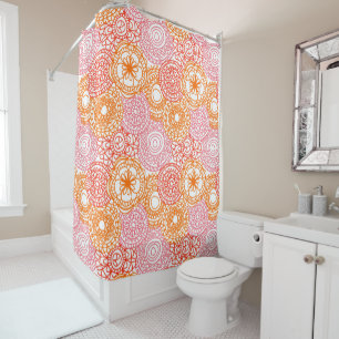 Retro Hip Fun Happy Summer Floral Pattern Shower Curtain