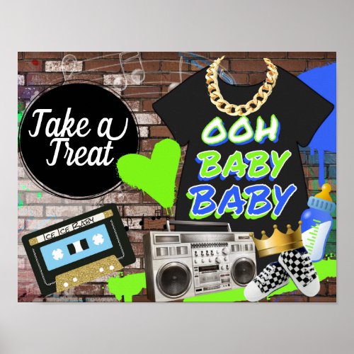 Retro Hip Hop Baby Shower_Ooh Baby Baby_Treat Sign