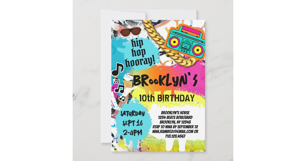 Retro Hip Hop Birthday Party Invitation | Zazzle