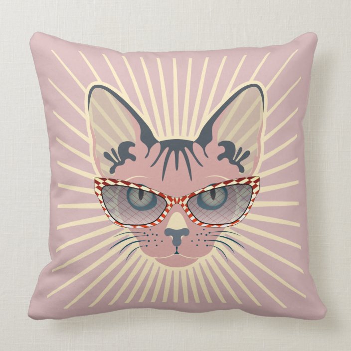 Retro Hipcat His Sunglasses Dusty Pink Throw Pillow Zazzle Com