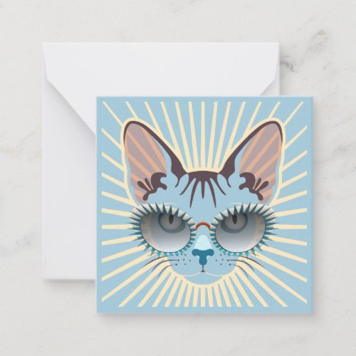 Retro Hipcat  His Sunglasses _ Sky Blue Small Note Card