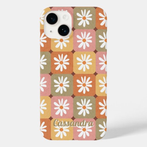 Retro Hippie 1960s 1970s Daisy Floral Pink Orange  Case_Mate iPhone 14 Case