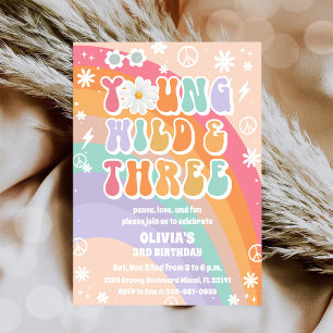 Retro Hippie 3rd Birthday Invitation