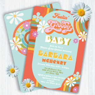 Retro Hippie 70's 60's Groovy Baby Shower Invitation
