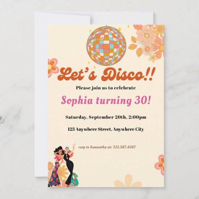 Retro Hippie 70's 60's Groovy Birthday Party Invitation (Front)