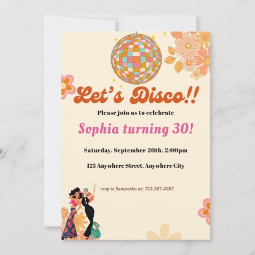 Retro Hippie 70s 60s Groovy Birthday Party Invitation