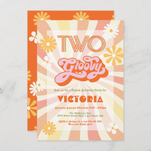 Retro Hippie 70's 60's Two Groovy Birthday Party Invitation
