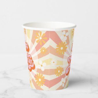 Retro Hippie 70's 60's Two Groovy Birthday Party Paper Cups | Zazzle