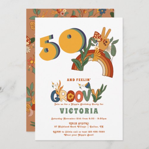 Retro Hippie 70s Groovy Birthday Party Invitation