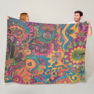 Retro Hippie: 70s Road Trip Colors Fleece Blanket
