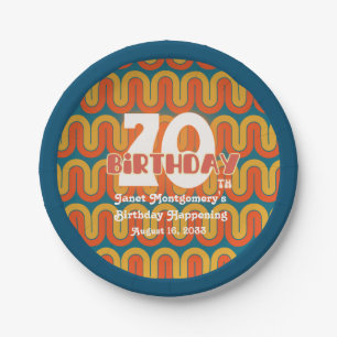 Retro Hippie Abstract 1960's 70th Birthday Paper Plates