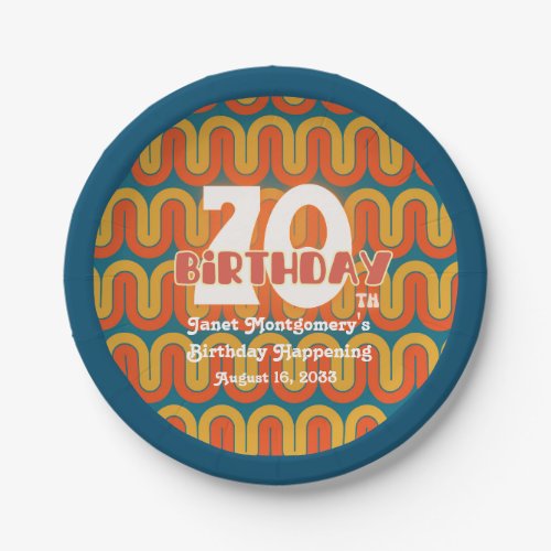 Retro Hippie Abstract 1960s 70th Birthday  Paper Plates