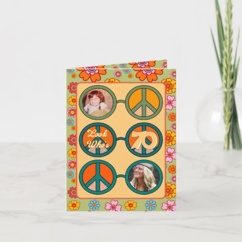 Retro Hippie Baby Boomer Photo Birthday Invitation