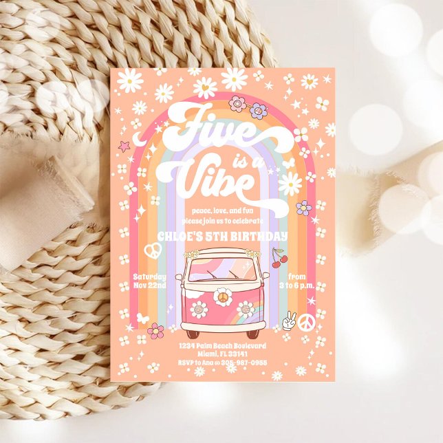 Retro Hippie Birthday Invitation (Creator Uploaded)