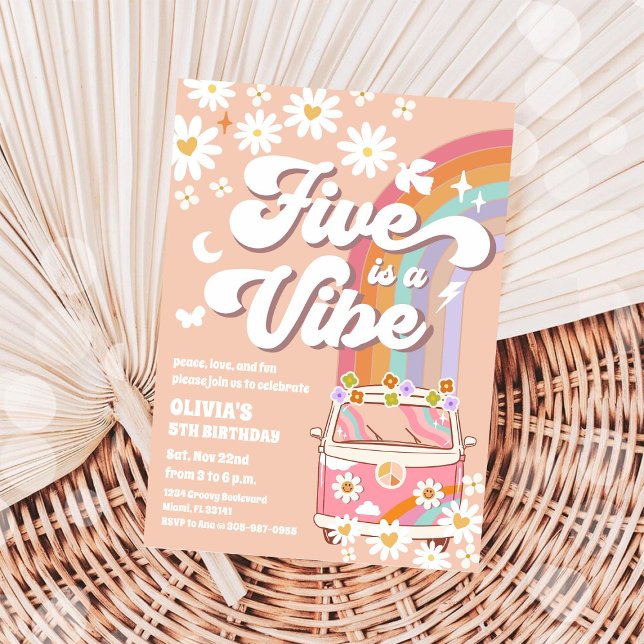 Retro Hippie Birthday Party Invitation (Creator Uploaded)