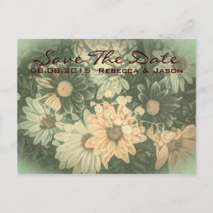 retro hippie bohemian summer daisy wedding announcement postcard