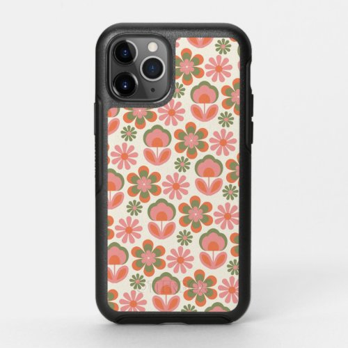 Retro Hippie Boho 70s Flower Pattern Pink Green  OtterBox Symmetry iPhone 11 Pro Case