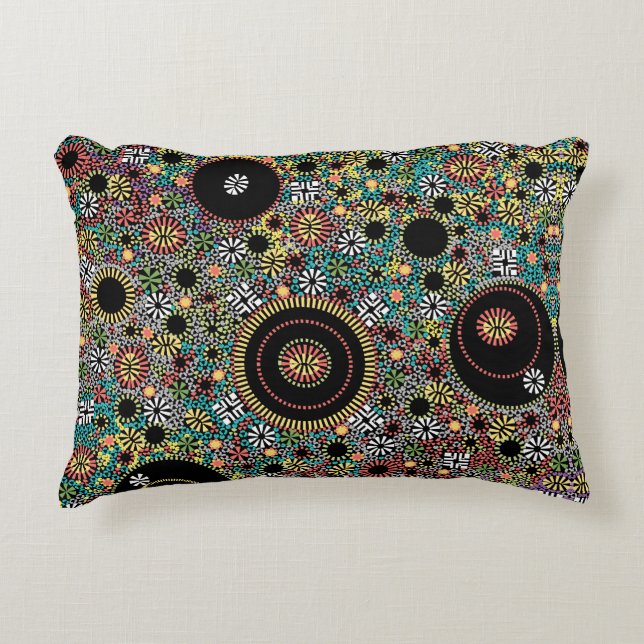 Retro Hippie Colorful 60s Pattern Accent Pillow (Front)