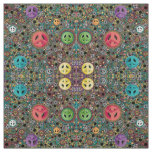 Retro Hippie Colorful Peace Sign 60s Pattern Fabric
