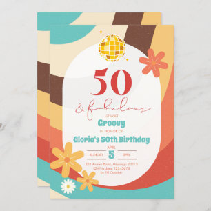 Retro Hippie Fifty and Fabulous Invitation