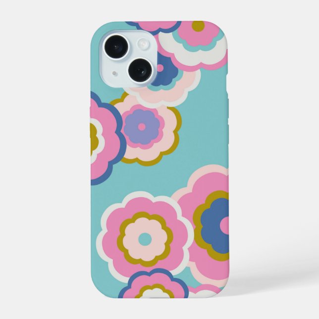 Retro Hippie Flora iPhone 15 Case (Back)