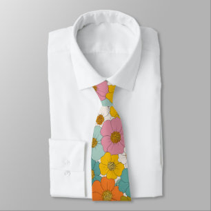 Retro Hippie Floral Birthday Neck Tie