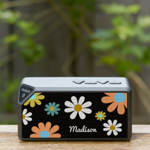 Retro Hippie Floral Daisies Personalized Bluetooth Speaker