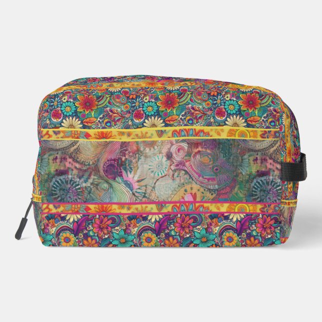 Retro Hippie: Floral Fantasy Toiletry Bag (Back)