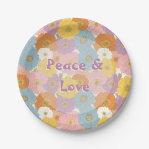 Retro Hippie Floral Paper Plates