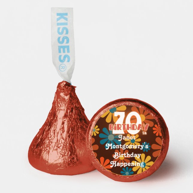 Retro Hippie Flower 70th Birthday  Hershey®'s Kisses® (Front)