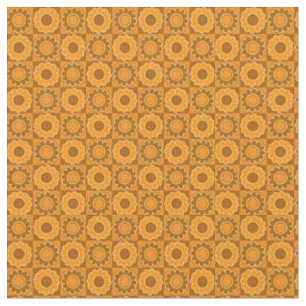 Retro hippie flower power brown orange yellow fabric