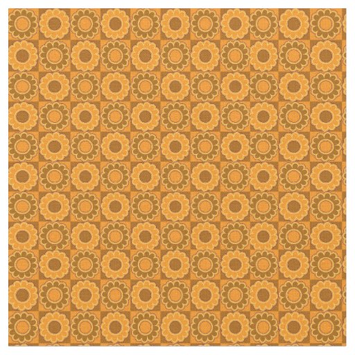 Retro hippie flower power brown orange yellow fabric