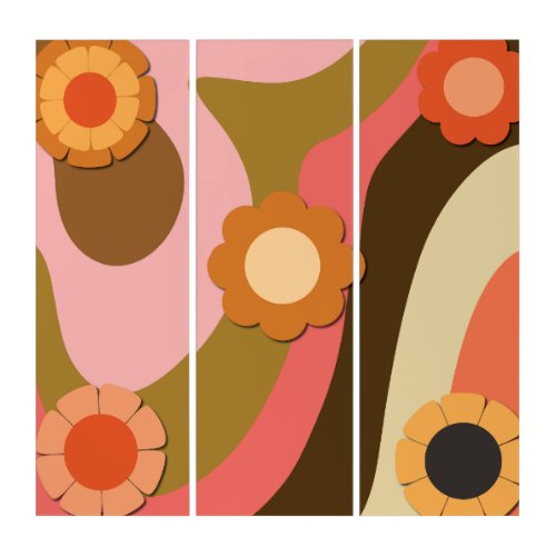 Retro hippie flower swirls  triptych