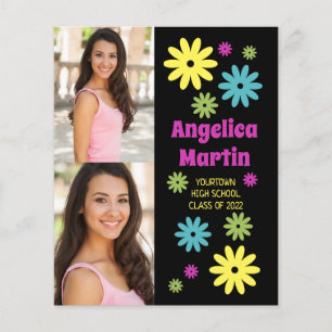 Retro Hippie Flowers 2 Photo Budget Graduation