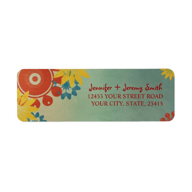 Retro Hippie Flowers Label (Front)