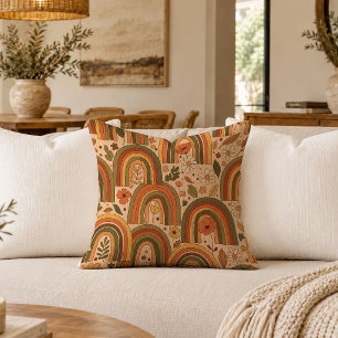 Retro Hippie Groovy 70s Boho Abstract Pillow Patte