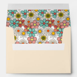 Retro Hippie Groovy Flower Bridal Shower Envelope