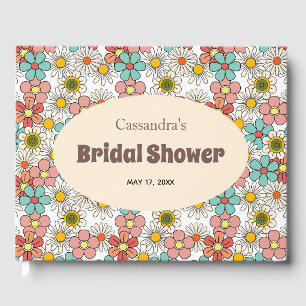 Retro Hippie Groovy Flower Bridal Shower Guest Book