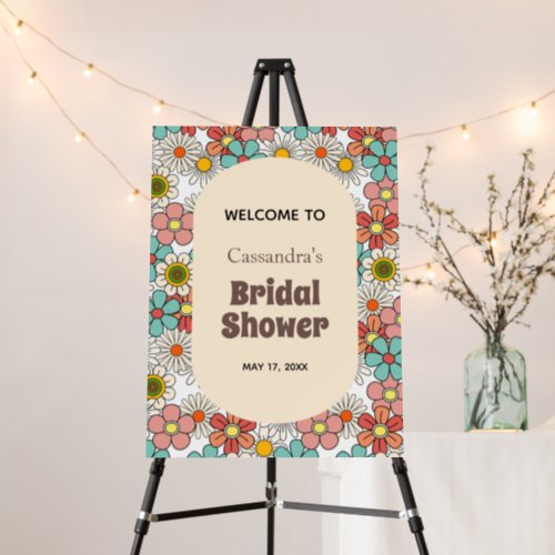 Retro Hippie Groovy Flower Bridal Shower Welcome Foam Board